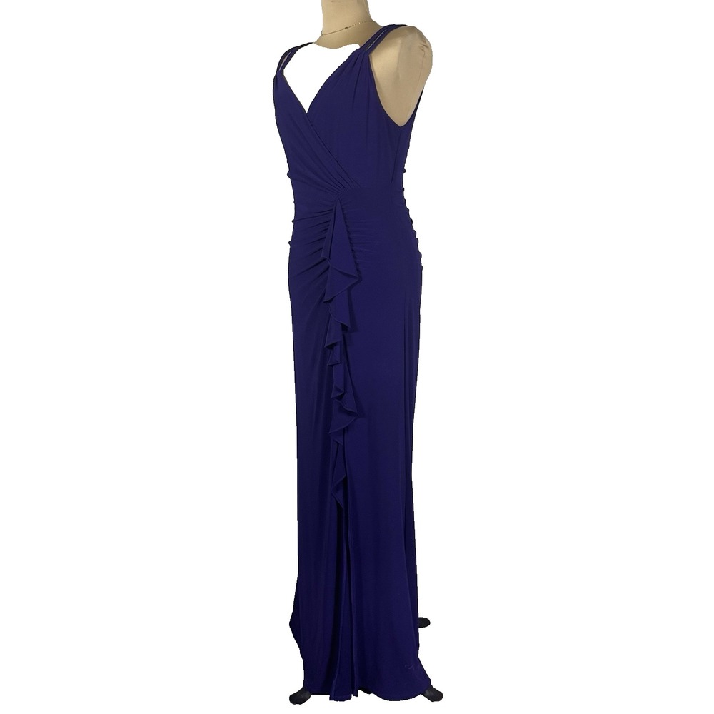90s BA Nites Vintage Purple Ruffle Front Formal Evening Gown Dress Sz 8 USA Hoco - Picture 4 of 12